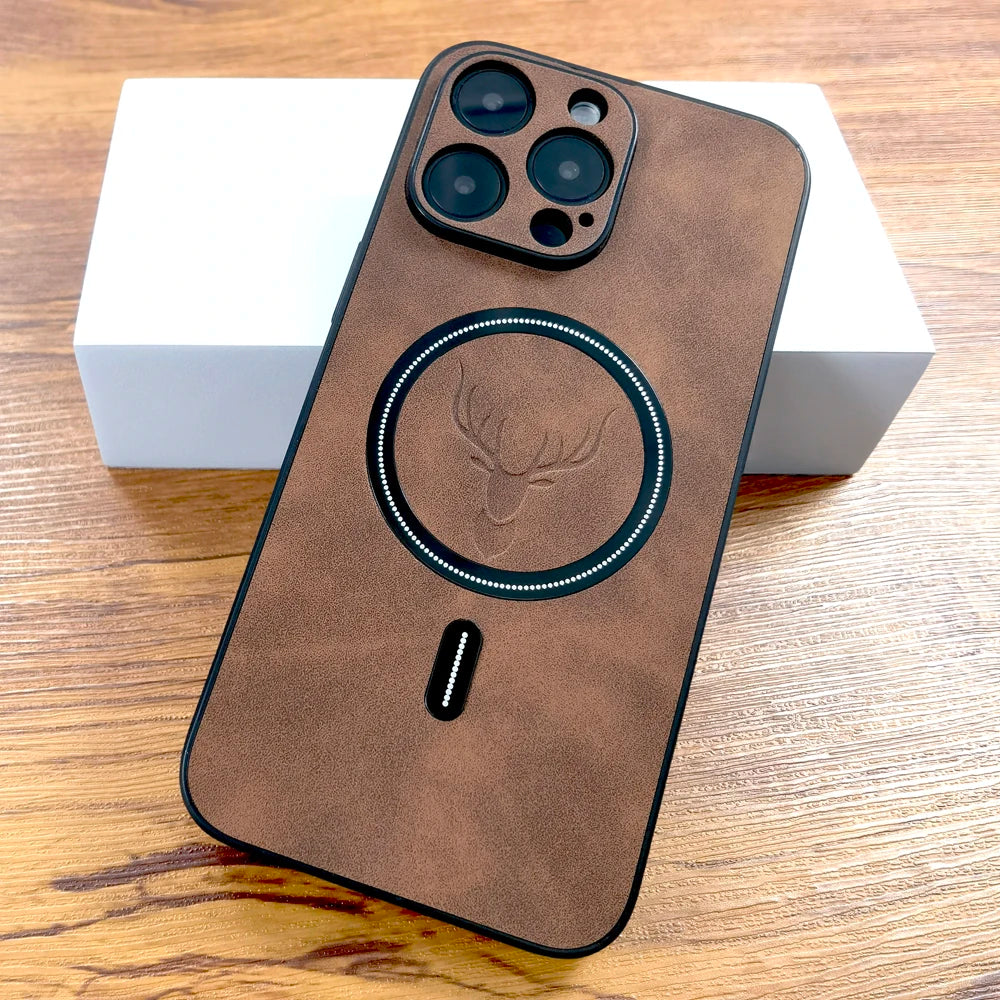 MagSafe対応 高級PUレザー 鹿デザイン iPhoneケース