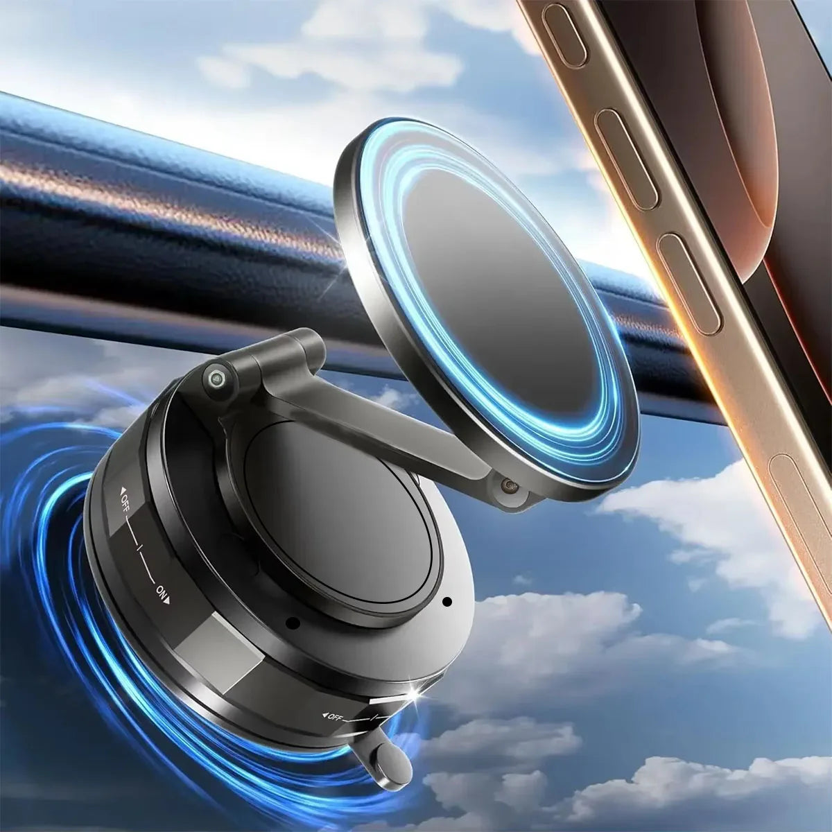 強力吸着 マグネットスマホホルダー 折りたたみ式&360°回転