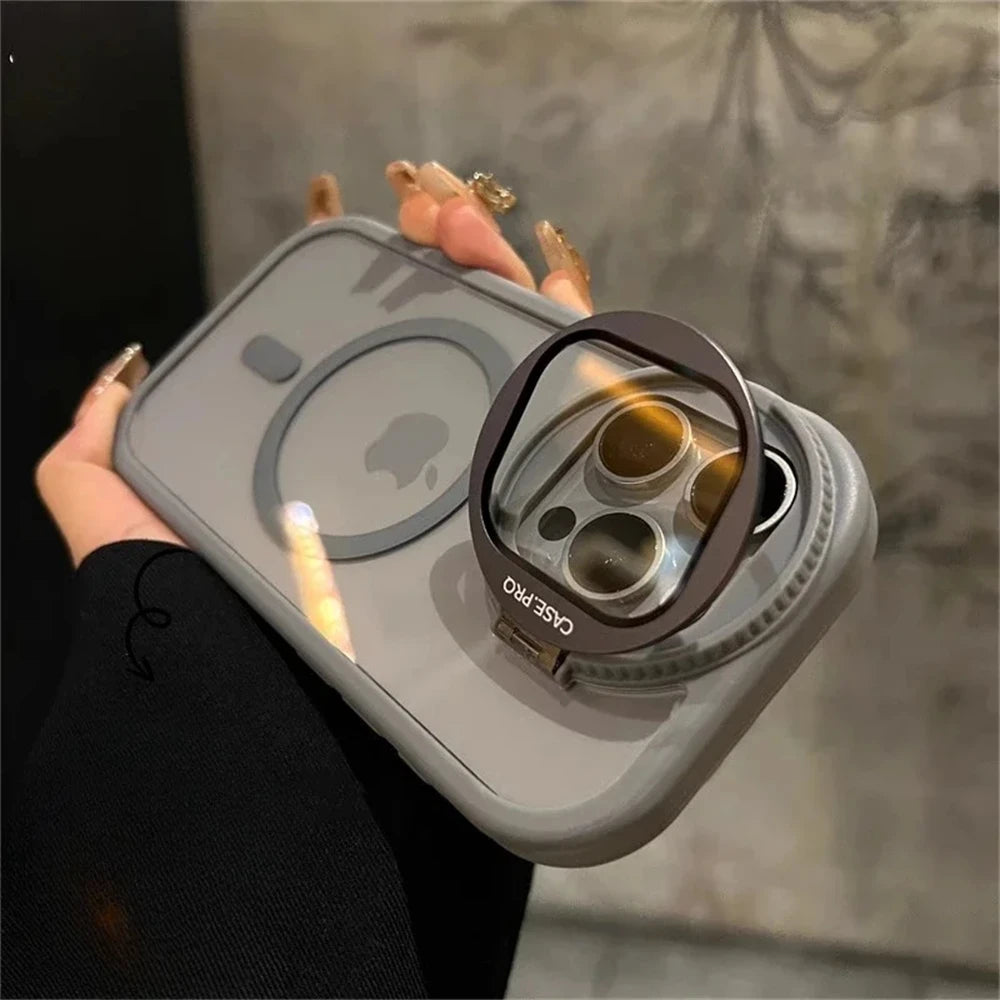 iPhoneケース MagSafe対応 透明カバー レンズ保護&スタンド機能付き