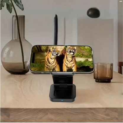 MagSafe対応 3台同時充電 ワイヤレス充電ステーション 30W 折りたたみ式