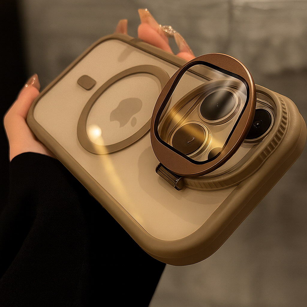 iPhoneケース MagSafe対応 透明カバー レンズ保護&スタンド機能付き