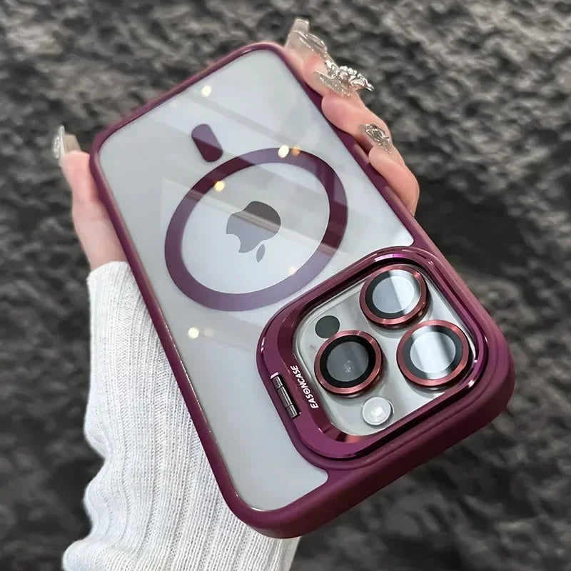 MagSafe対応 高級耐衝撃ケース iPhone用 レンズ保護カバー