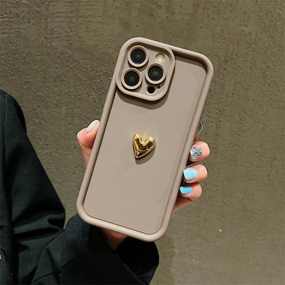 3Dハートデザイン iPhoneケース マット仕上げ 衝撃吸収 ソフトカバー