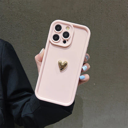 3Dハートデザイン iPhoneケース マット仕上げ 衝撃吸収 ソフトカバー