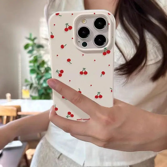 かわいいチェリー柄シリコンケース｜iPhone各種対応