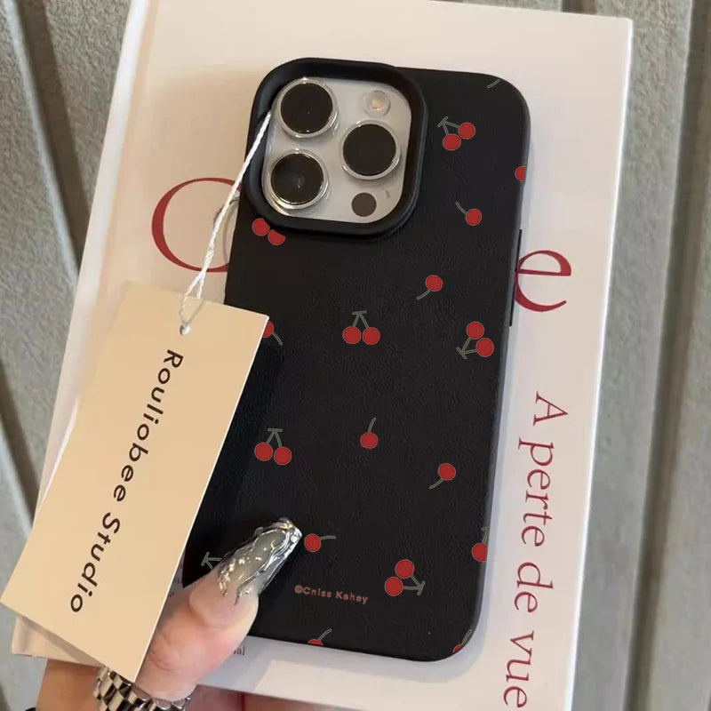 かわいいチェリー柄シリコンケース｜iPhone各種対応