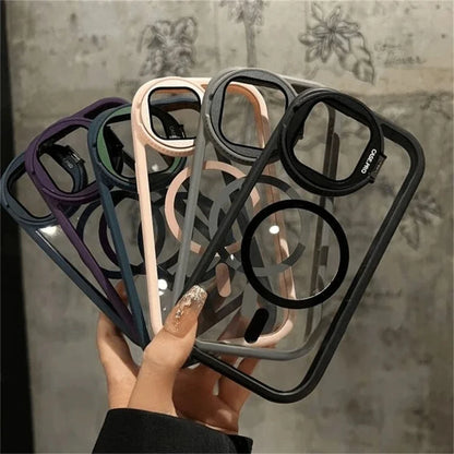 iPhoneケース MagSafe対応 透明カバー レンズ保護&スタンド機能付き