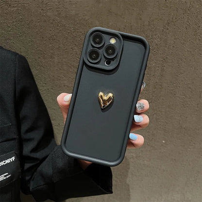 3Dハートデザイン iPhoneケース マット仕上げ 衝撃吸収 ソフトカバー