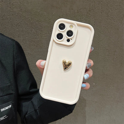 3Dハートデザイン iPhoneケース マット仕上げ 衝撃吸収 ソフトカバー
