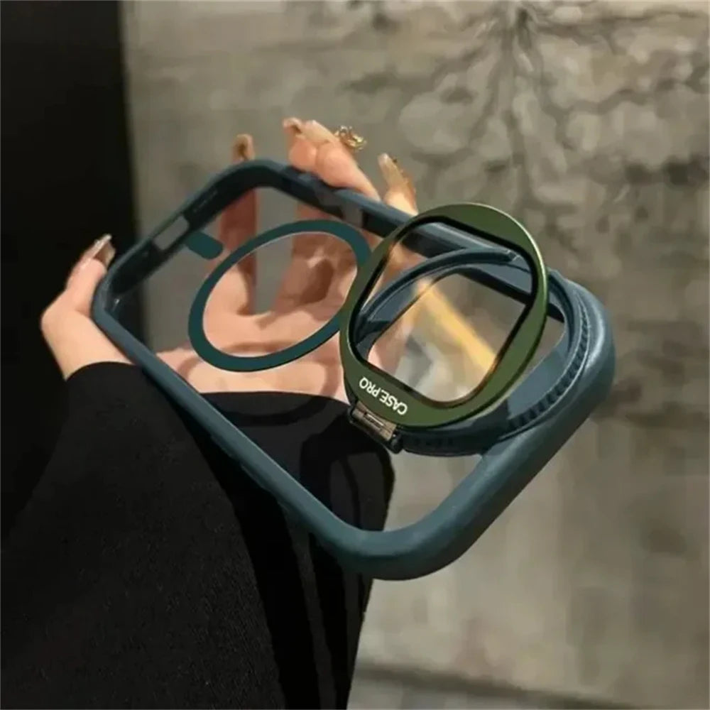 iPhoneケース MagSafe対応 透明カバー レンズ保護&スタンド機能付き