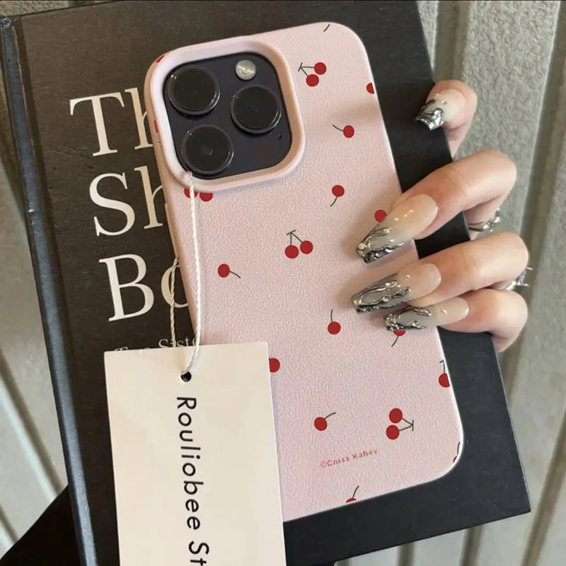 かわいいチェリー柄シリコンケース｜iPhone各種対応