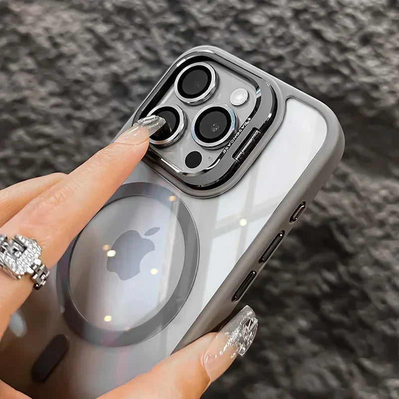 MagSafe対応 高級耐衝撃ケース iPhone用 レンズ保護カバー
