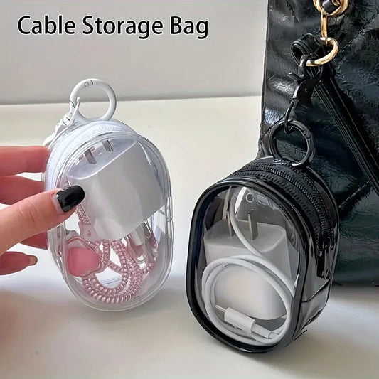 ミニ透明ジッパー収納ポーチ｜イヤホン＆充電器用 コンパクト整理バッグ
