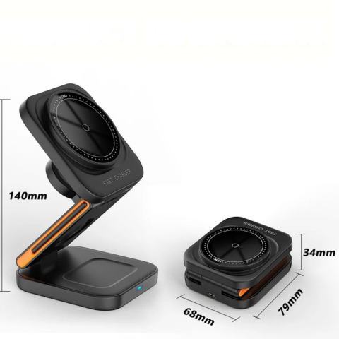 MagSafe対応 3台同時充電 ワイヤレス充電ステーション 30W 折りたたみ式